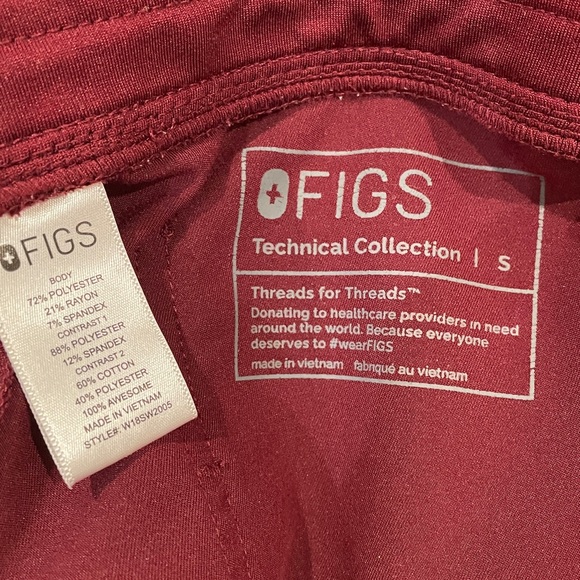 FIGS Womens Zamora Jogger Scrub Pants (Burgundy #1812) - Size S - Picture 7 of 7